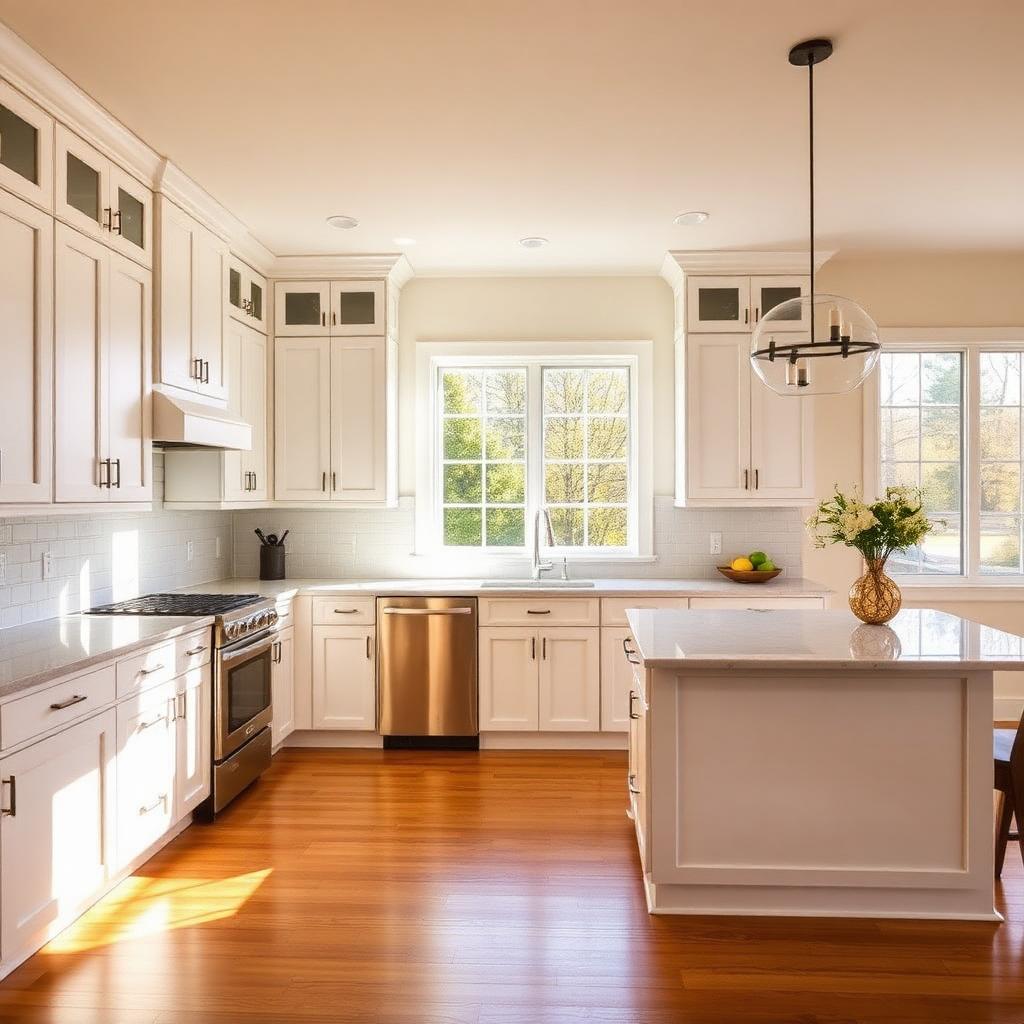 Freshly painted white kitchen cabinets in a Lexington, KY home